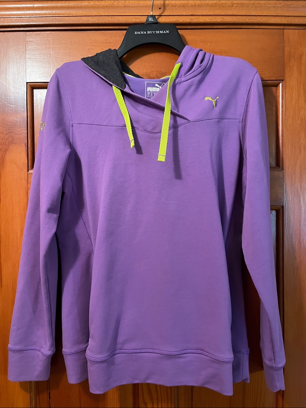 Puma Women's Purple Cowl Neck Sweatshirt with Lime Drawcords
